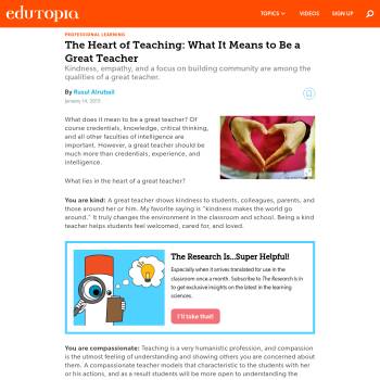 The Heart of Teaching: What It Means to Be a Great Teacher :: Resources ...